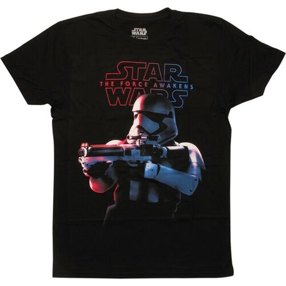 Star Wars The Force Awakens Gun Aiming Stormtrooper Black T-Shirt Size Small - Picture 1 of 5